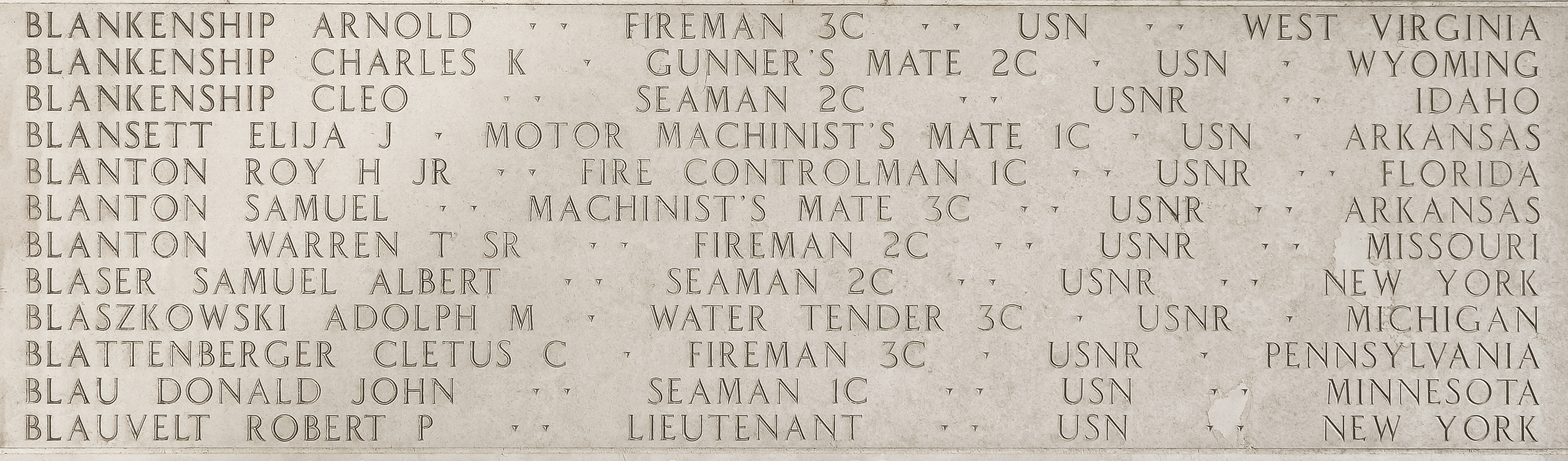 Roy H. Blanton, Fire Controlman First Class